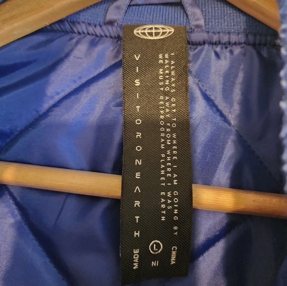 Electric Blue Bomber with awesome Back embroidery by 'Visitor On Earth'. - Picture 3 of 7